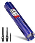 DaduoRi 2-inch diamond core drill bit kit with blue housing, pilot bit, and SDS Plus 1/2 in hex adapters