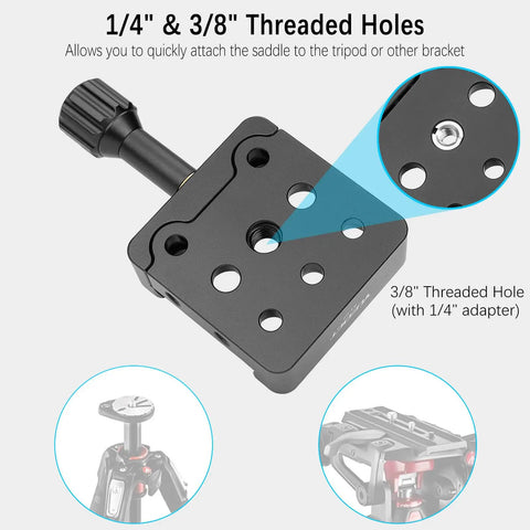 Telescope Dovetail Saddle Clamp Tripod Adapter Mount For Vixen Style Dovetail Plate with 1/4 and 3/8 threaded holes