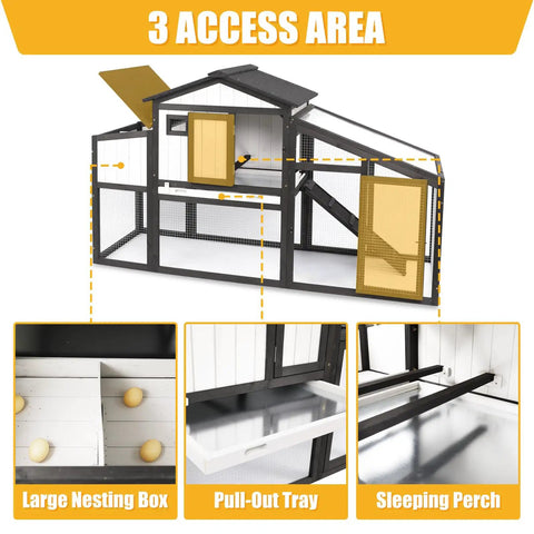 Durable Wooden Chicken Coop For Backyard 2 To 3 Hens Hen House with nesting box, pull-out trays, sleeping perch