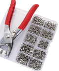 9.5mm Metal Snap Button Kit With Fastener Pliers 800 Pieces And 200 Sets For Clothing And DIY Projects displayed in box