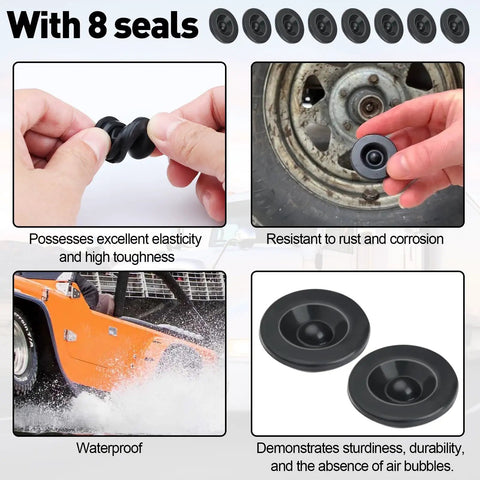 Heavy Duty Trailer Hub Cap Set For 2000 To 3500 Pound Dexter Axles, elasticity demonstration, zinc coated steel, rubber plugs