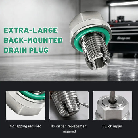 YSFER M12.1-1.5 x 15mm Oversize Piggyback Oil Drain Plug Stainless Steel car oil pan thread repair kit, close-up