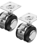 Office Chair Caster Wheel Zinc Alloy Swivel Wheel with Brake, 4pcs. Close-up of locking swivel wheels with black casters.