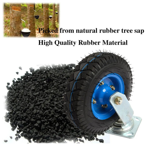 Heavy Duty Pneumatic Rubber Swivel Caster Wheels 8 Inch 4 Pack Built Tough As Nails With Secure Side Brakes And Smooth Roll for high-quality rubber material.