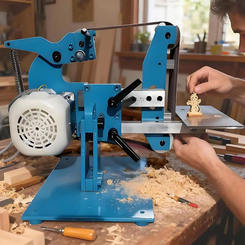 1100W Industrial Bench Sander With Bidirectional Sanding And Brushless Motor High Power Planer For Woodworking Projects in use, shaping wood.