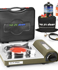 Dual Fuel Camp Stove With Infrared 8000 BTU Butane And Propane Portable Gas Stove Windproof Single Burner Includes Carrying Case