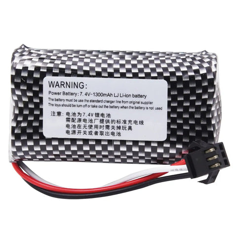Two Pack 7.4V 1200mAh Li Ion Rechargeable Battery With Black SM 3P Plug Replacement For Older Version RC Trucks 8.88Wh