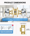 Crystal Glass Door Knob Set With Lock And Keys, 2 Pack Keyed Alike Privacy Door Knobs dimensions in diagram