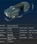 Electric Strapping Machine For PP PET Straps Automatic Steel Tie Gun Tensioner Wielder dimensions and specs image.