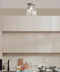 Three Light Semi Flush Mount Ceiling Light With Brushed Steel Finish And Clear Glass Shades E26 Socket Front Porch Lighting