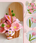 Bulk 500 Pcs Pipe Cleaners Craft Kit With 6 Color Chenille Stems For DIY Flowers Pink Pack Includes Floral Stems Stamens Glue Sticks Ribbon Tape And Floral Paper Gift For Kids Art Projects And Fun, pink pipe cleaner flower basket