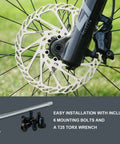 180mm Disc Brake Rotor With Six Bolts And T25 Torx Tool For Mountain Bike Road Bike MTB And BMX Stainless Steel Fits 44mm Threaded Hubs