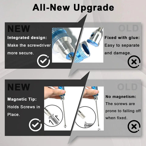 Comparison of new integrated design and magnetic tip of All In One RC Hex Key Driver Set With Magnetic Tips Quick Change Allen Wrench