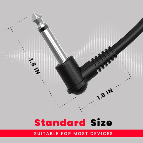 Close-up of right-angle plug for Three Foot Guitar Patch Cable With Right Angle Plug For Pedalboard Effects, Gig Ready And Stage Friendly.