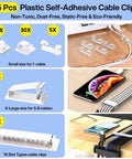 55 pcs plastic self-adhesive cable clips for organizing desk and office cords; includes various sizes for different cable quantities