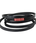 Heavy Duty Industrial V Belt Five Eighths Inch By Fifty Outside Circumference Beefed Up Wrapped Rubber Belt, coiled view.