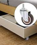 4 Pack 2 Inch TPR Rubber Caster Wheels For Furniture Quiet Ball Bearing Rollers Floor Savers Heavy Duty Swivel Casters Silent Smooth Glide Zero Hassle Install Coffee Brown attached to a bed frame
