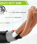 Tesla Compatible Nema TT-30 Adapter For Gen 2 Mobile Connector, close-up of heavy duty wire with copper conductor and insulation.