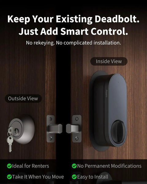 Sleek Smart Retrofit Door Lock Supporting Apple Home Key Access With Rapid Fingerprint Scan For Effortless iPhone Unlock And Zero Hassle Siri Setup In Matte Black