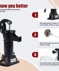 Durable Cast Iron Pitcher Pump Manual Hand Crank Suction Water Transfer Pump For Outdoor Garden Pond Backyards 25 Foot Lift Easy Install Antique Style Well Pump Black