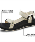 Women's Back Strap Water Sandals With Yoga Mat Cushion Sole For All Day Comfort And Pain Relief, Anti Slip Waterproof Sandals, Beige 5931 EU37