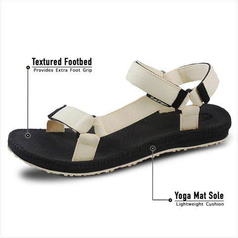 Women's Back Strap Water Sandals With Yoga Mat Cushion Sole For All Day Comfort And Pain Relief, Anti Slip Waterproof Sandals, Beige 5931 EU37