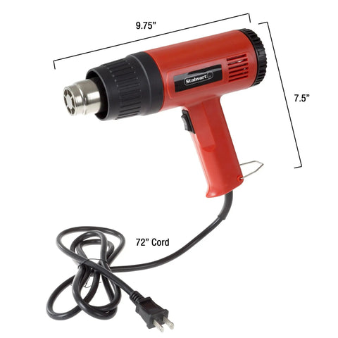 Dual Temperature 1500W Heat Gun Workhorse With 575 To 932 Degrees Fahrenheit Settings For DIY Projects Home Improvement And Contractors 120V Hot Air Tool For Paint Removal Vinyl Wrapping Shrink Tubing And More with dimensions