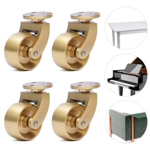 Brass Caster Wheels Set, 4 Pack Antique Ball Swivel Casters For Furniture with smooth glide, antique brass finish
