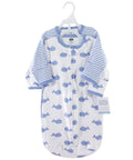 Unisex Cotton Long Sleeve Wearable Sleep Sack For Babies, Cozy Safe Sleep Blanket With Blue Whales Pattern, 3-9 Months