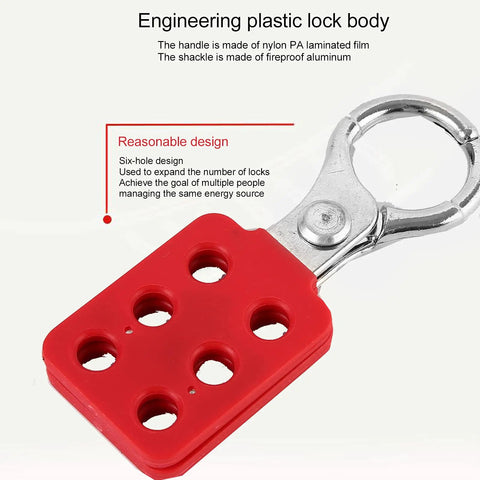 Pro Grade Lockout Hasp For Multi Person Equipment Lockout During Maintenance 1.5 Inch Six Hole Design To Hold Up To Six Padlocks