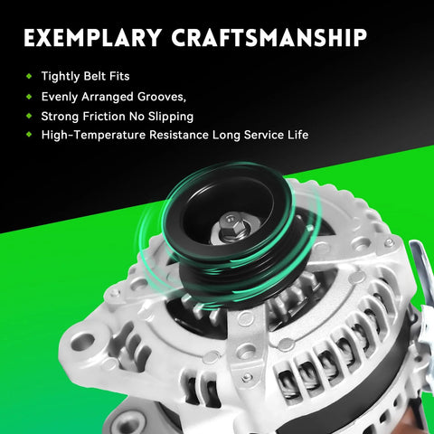 Alternator Replacement For Toyota Camry 2004 2005 2006 Highlander 2004-2007 Solara 2004-2008 And Scion TC 2005-2010 With 2.4L L4 Engine Compatible With 11034N 104210-5330 104210-3890 Reference Numbers showing craftsmanship details.