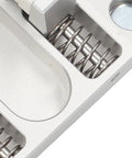 Top Tier Helping Hands Soldering Station With Four Wiggling Arms Featuring Heat Proof Antislip Ceramic Jaws And Removable Magnets, close-up of aluminum frame with springs.