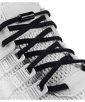 Elastic No Tie Shoe Laces With Screw Lock System Turn Your Shoes Into Quick Slip Ons Grab And Go Comfort For Adults Kids And Seniors Never Tie Your Laces Again Two Pairs Of Stretchy Hassle Free Lacing black elastic laces with screw lock on white sneaker