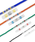 Rock Solid 600 Piece Heat Shrink Butt Connectors Kit Double Wall Gel Sealed Waterproof Wire Terminals in various colors.