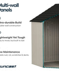 Big Ol 8x10 Outdoor Storage Shed With Floor, Lockable Double Doors And Skylights, 547 Cu Ft Tremont Resin Garden Shed panel construction