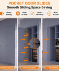 Heavy Duty Twenty Inch Cabinet Pocket Door Slides Featuring Full Extension Ball Bearings For A Buttery Smooth Glide And Seriously Quiet Operation For Every Easy Home Upgrade, showing sliding door in open and closed positions.