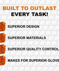 Extreme Duty Orange Nitrile Gloves With 8 Plus Mil Thickness And Textured Non Slip Grip Built Tough As Nails For Mechanics And Tradesmen Powder Free Latex Free Industrial Work Gear That Handles The Rough Stuff with superior design and materials highlighted.