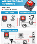 Wiring diagram for Beefy Heavy Duty 12V To 48V Battery Disconnect Switch Waterproof Marine Cut Off Isolator 275 Amp.