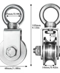 Beefy Two Pack Heavy Duty Cable Pulley Block Wheels With Clip for Wire Rope Ball Bearings DIY Gym Pulley System dimensions