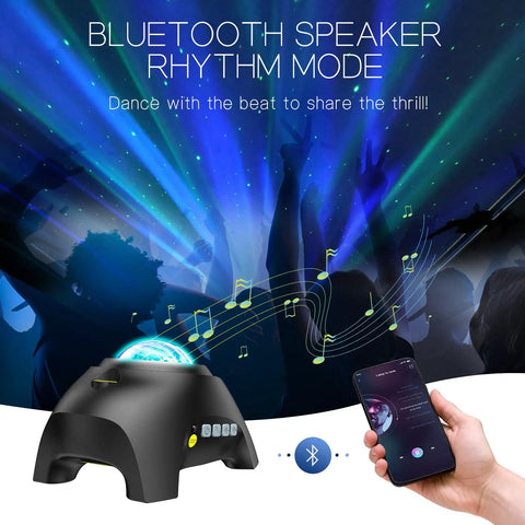 Galaxy Light Aurora Projector With 33 Effects LED Star Projector For Bedroom in rhythm mode with phone control.