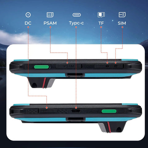 Heavy Duty 8 Inch Rugged Android 13 Tablet With Integrated Barcode Scanner, 4GB Ram And 64GB Storage, 4G Lte And Wifi 5 ports view.