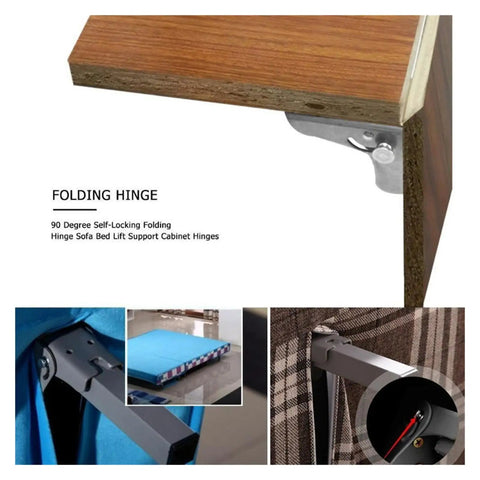 Beefy Heavy Duty 90 Degree Self Locking Folding Sofa Bed Hinge Set 4 Or 2 Piece Kit Lift Support Cabinet Hinges Galvanized Steel Rust Resistant