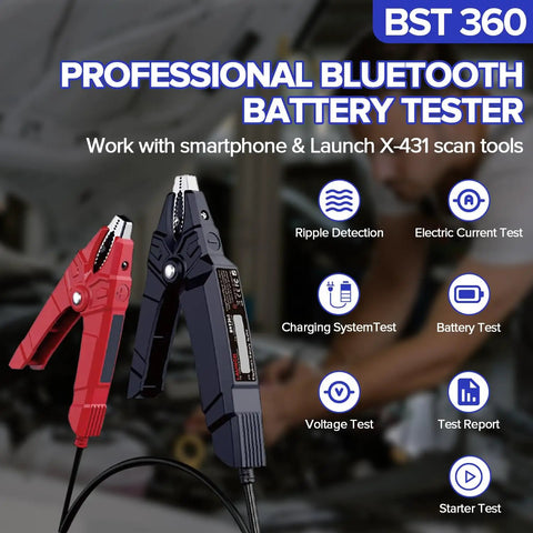 Upgrade Bluetooth Car Battery Tester For 6V And 12V Systems With 100-2000 CCA, Cranking And Alternator Analysis, Battery Load Testing, Volt Meter, Android iPhone And Launch X431 Compatible, SUV Truck Motorcycle RV ATV Pro Grade Gadget