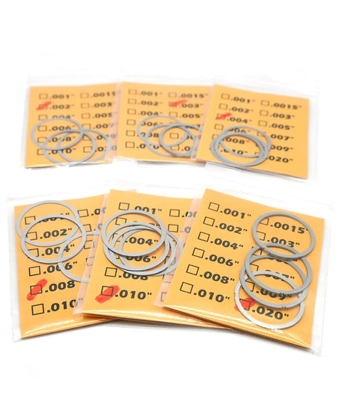 Barrel Shim Kit For.338 Lapua And.300BLK With 3/4x24, M18x1 And M18x1.5 Threaded Patterns, showing multiple shim sizes.