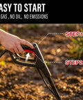 Hand operating handle of Powerful 16 Inch Corded Electric Tiller Cultivator with 13.5 Amp Motor, step-by-step guide.