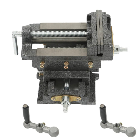 Cross Slide Drill Press Vise With X And Y Movement, Heavy Duty Cast Iron Clamp for Precision Milling, Jaw 4.92 In, Base 140x260 mm