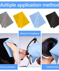 Front view: 80-pack microfiber cloths for glasses, 6x7 in, multi-color gray/yellow/blue/black for eyeglasses and lenses