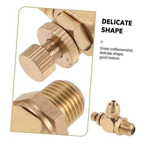 Brass Pneumatic Air Regulator Valve With NPT Male To Tube Fitting Adjustable Flow Control For Auto And Bus Applications Air Pump Heavy Duty Throttle Valve Corrosion Resistant Inline Regulator brass air fitting close-up with threaded NPT end