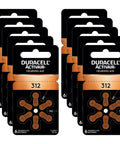 Zinc Air Hearing Aid Batteries Size 312 Packing Sixty One Point Four Volt Cells With Quick Pull Tab, six packs of batteries.