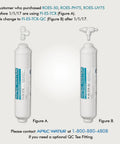 Two High Capacity Inline Carbon Filters for Undersink Reverse Osmosis Systems, showing Stage Five with Quick Connect and Leak Free Seal